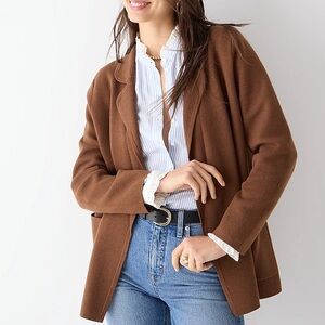 J. Crew Women's Brown Merino Wool Blend Relaxed Fit Blazer Jacket